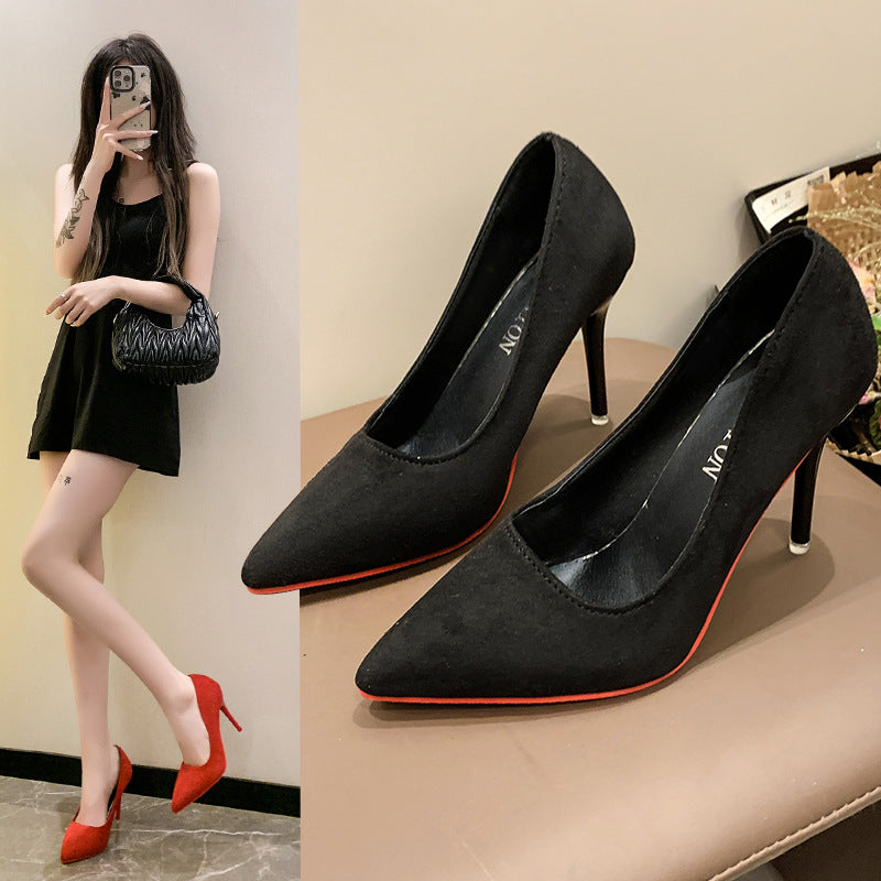 Damen Elegante spitze Pumps mit transparentem Absatz und weichem Obermaterial EB