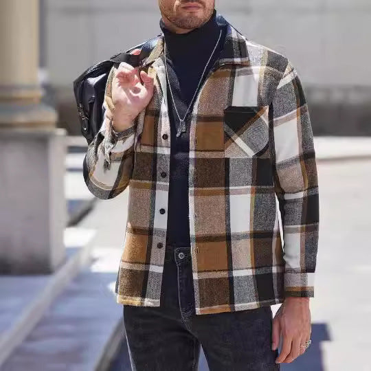 Herren lässige Karomuster Hemdjacke EB