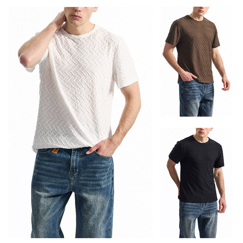 Herren T-Shirt mit strukturiertem Muster und lässiger Passform EB