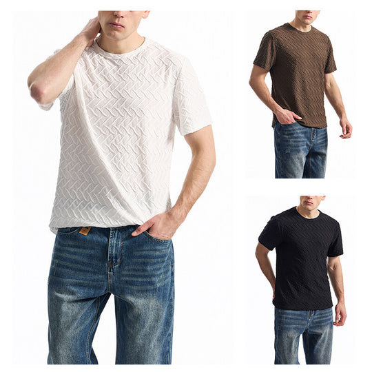 Herren T-Shirt mit strukturiertem Muster und lässiger Passform EB