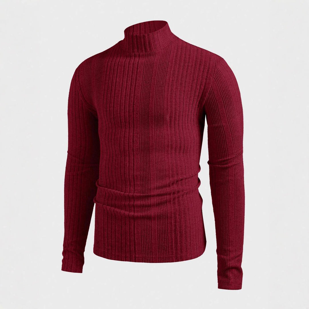 Herren Strickpullover mit hohem Kragen und Rippstruktur EB