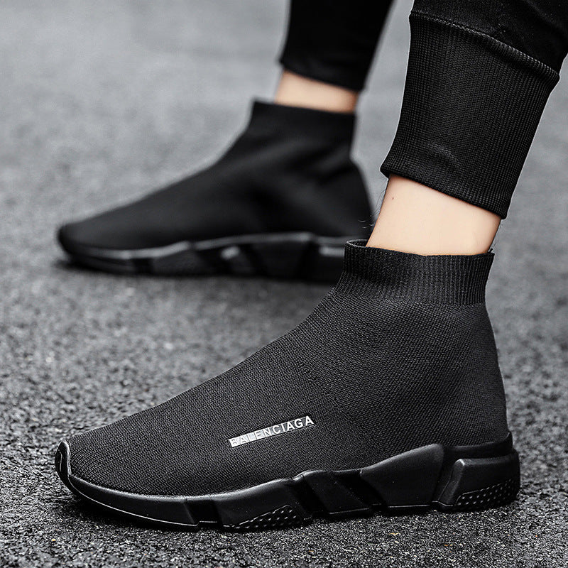 Damen Komfortable Slip-On Sneakers mit hohem Strickdesign EB