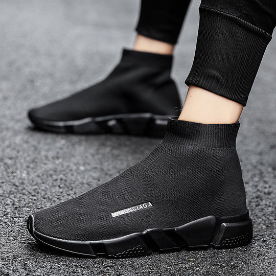 Damen Komfortable Slip-On Sneakers mit hohem Strickdesign EB