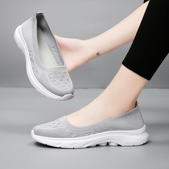 Damen Bequeme Slip-On Sneakers aus atmungsaktivem Gewebe EB