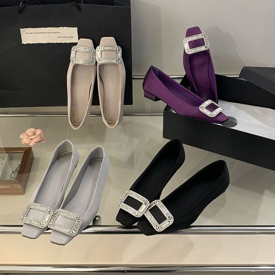 Damen Ballerinas mit funkelnder Schnalle EB