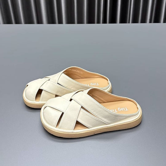 Damen bequeme Slipper mit elegantem Kreuzdesign und rutschfester Sohle EB