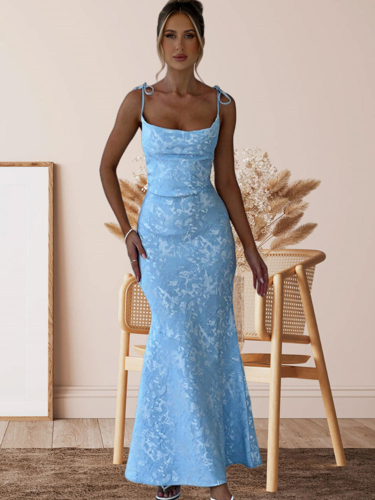Damen Elegantes Maxikleid mit verführerischen Spaghettiträgern EB