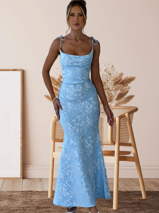 Damen Elegantes Maxikleid mit verführerischen Spaghettiträgern EB