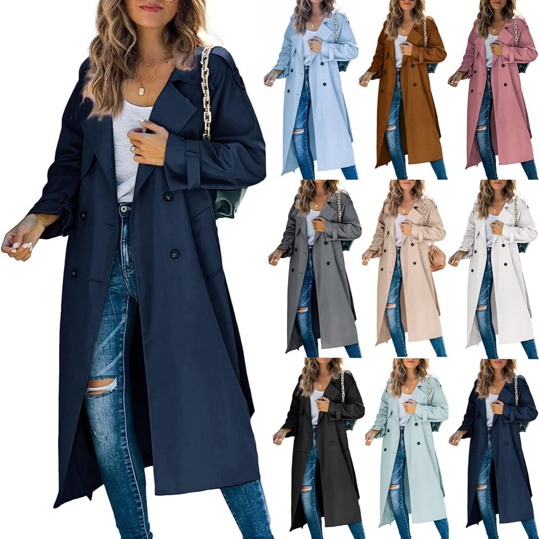 Damen Modischer Trenchcoat mit doppelter Knopfleiste und lässigem Schnitt EB