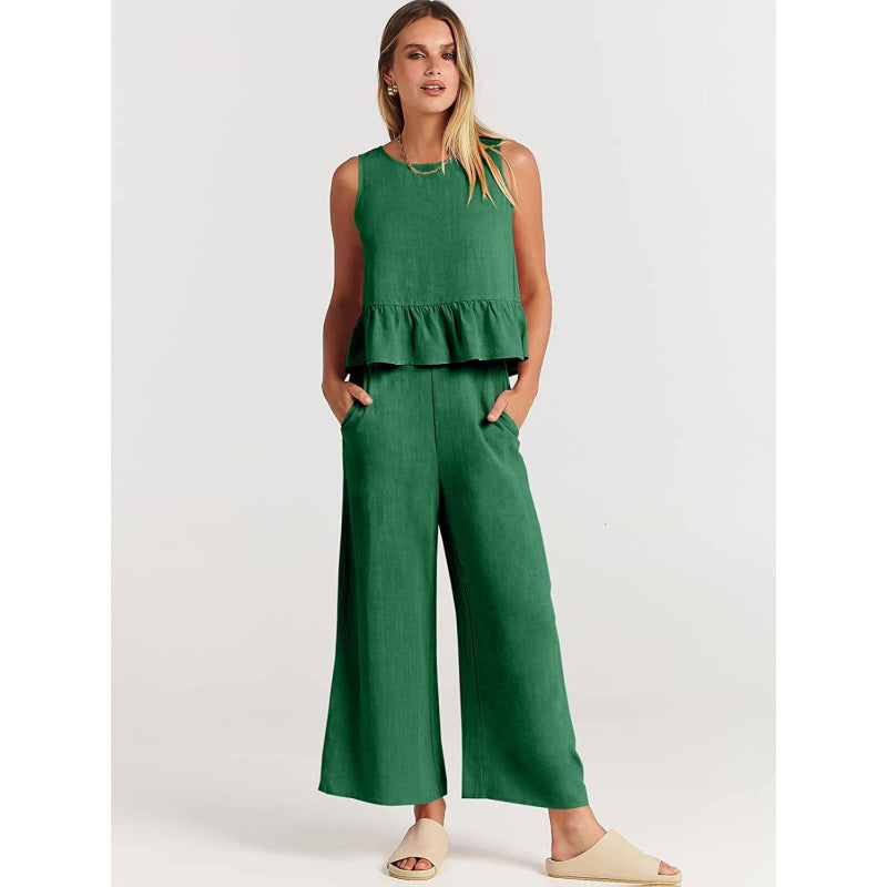 Damen lässiger Jumpsuit mit voluminösem Oberteil und seitlichen Taschen EB