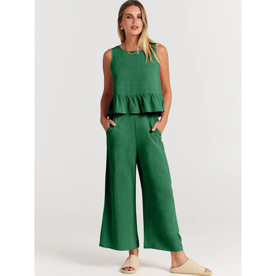Damen lässiger Jumpsuit mit voluminösem Oberteil und seitlichen Taschen EB