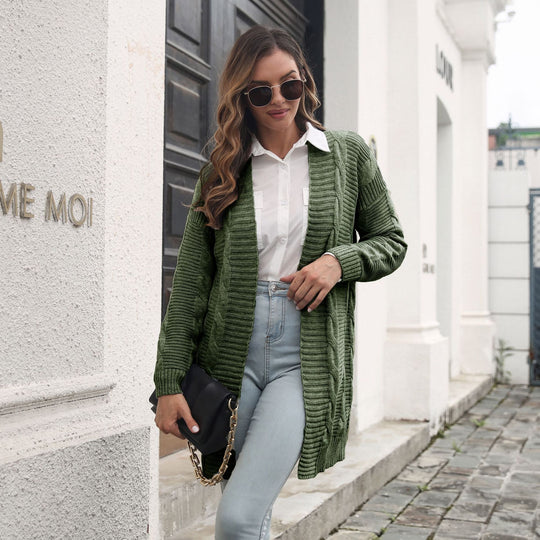 Damen Strickjacke mit strukturiertem Zopfmuster und lässigem Schnitt EB