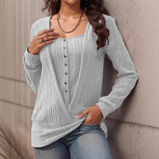 Damen Oversized Strickpullover mit modernem V-Ausschnitt EB