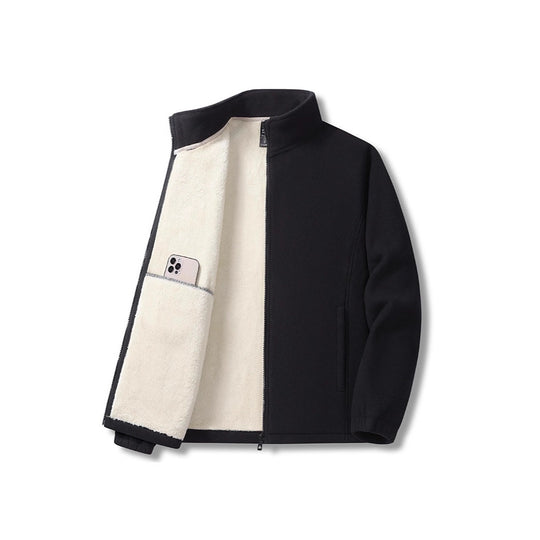 Herren dreiteiliges Fleece-Set mit wattierter Weste, Stehkragenjacke und Jogginghose EB