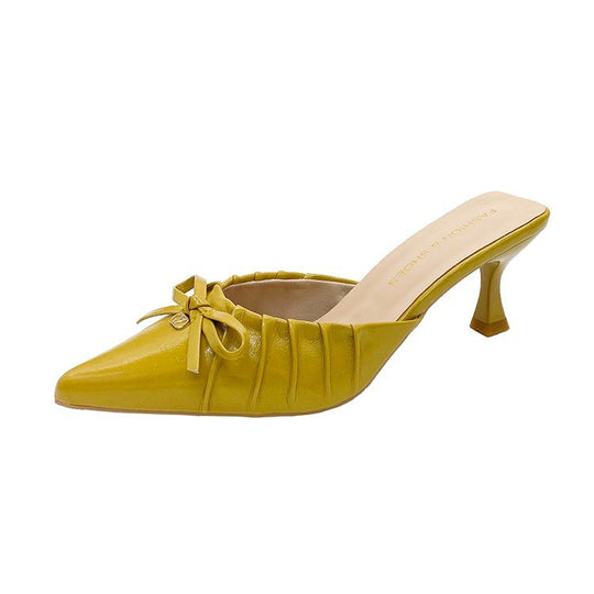 Damen elegante Slingback-Pumps mit dekorativem Rüschendesign EB