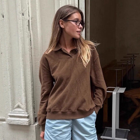 Damen Lässiger Pullover mit Stehkragen und weitem Schnitt EB