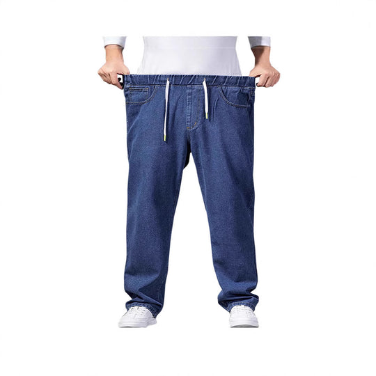 Herren nan weitenverstellbare Denim Jogginghose mit elastischem Bund und Kordelzug EB
