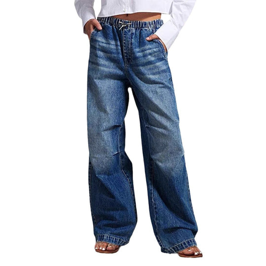 Damen Weite Denim-Hose mit elastischem Bund und lässigem Schnitt EB