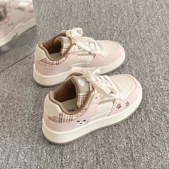 Damen Sneakers im verspielten Karo-Look mit Tiermotiven und bequemer Dämpfung EB