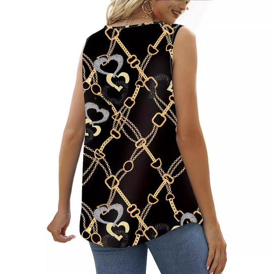 Damen Modisches Kettendruck-Top EB