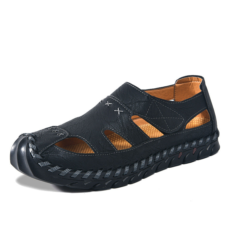 Herren Bequeme Leder-Sandalen mit luftiger Belüftung EB
