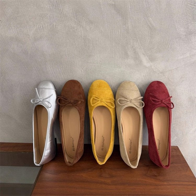 Damen Ballerina-Schuhe mit modischer Schleifenverzierung und komfortablem Fußbett EB