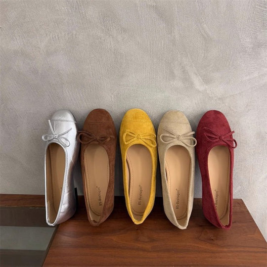 Damen Ballerina-Schuhe mit modischer Schleifenverzierung und komfortablem Fußbett EB