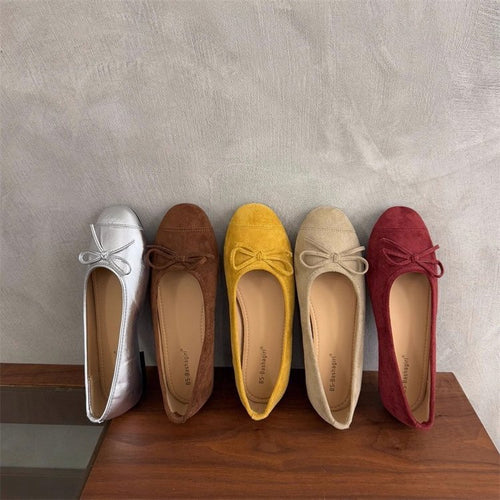 Damen Ballerina-Schuhe mit modischer Schleifenverzierung und komfortablem Fußbett EB