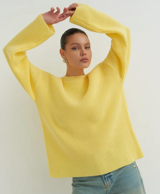 Damen Oversized Strickpullover mit strukturiertem Design und lässigem Schnitt EB