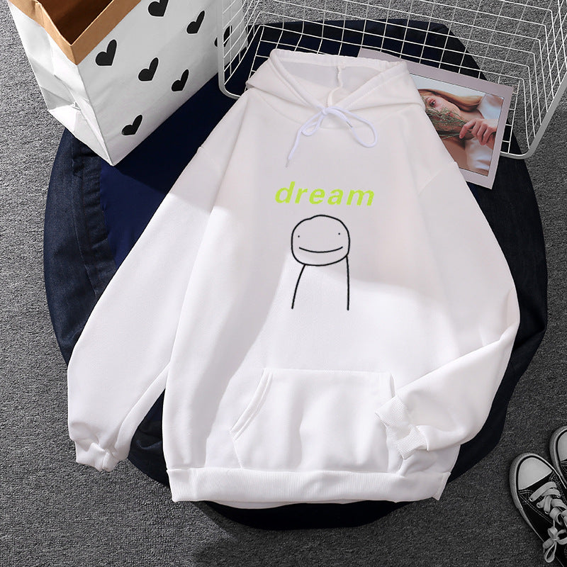 Unisex nan Oversize-Kapuzenpullover mit minimalistischem Smiley-Print, weichem Fleece-Innenfutter und praktischer Kängurutasche EB
