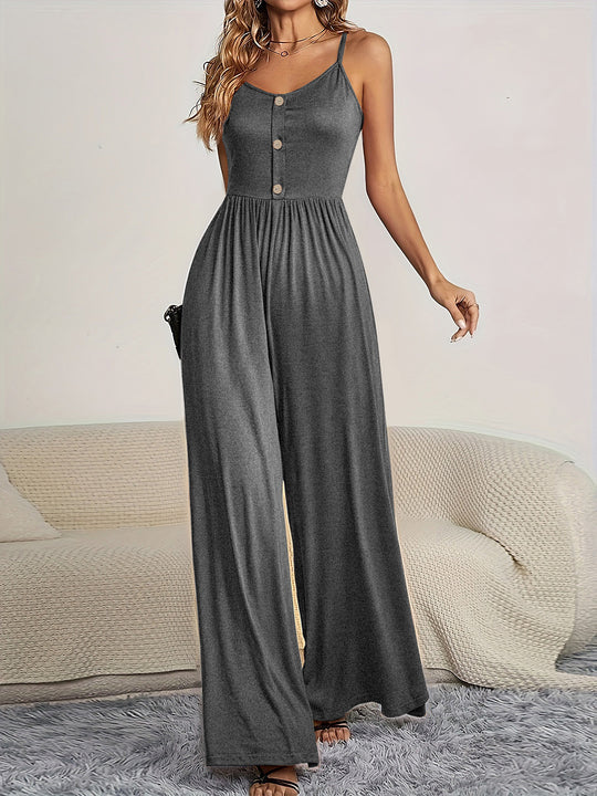 Damen Jumpsuit mit knöpfbarem Oberteil und weitem Bein EB