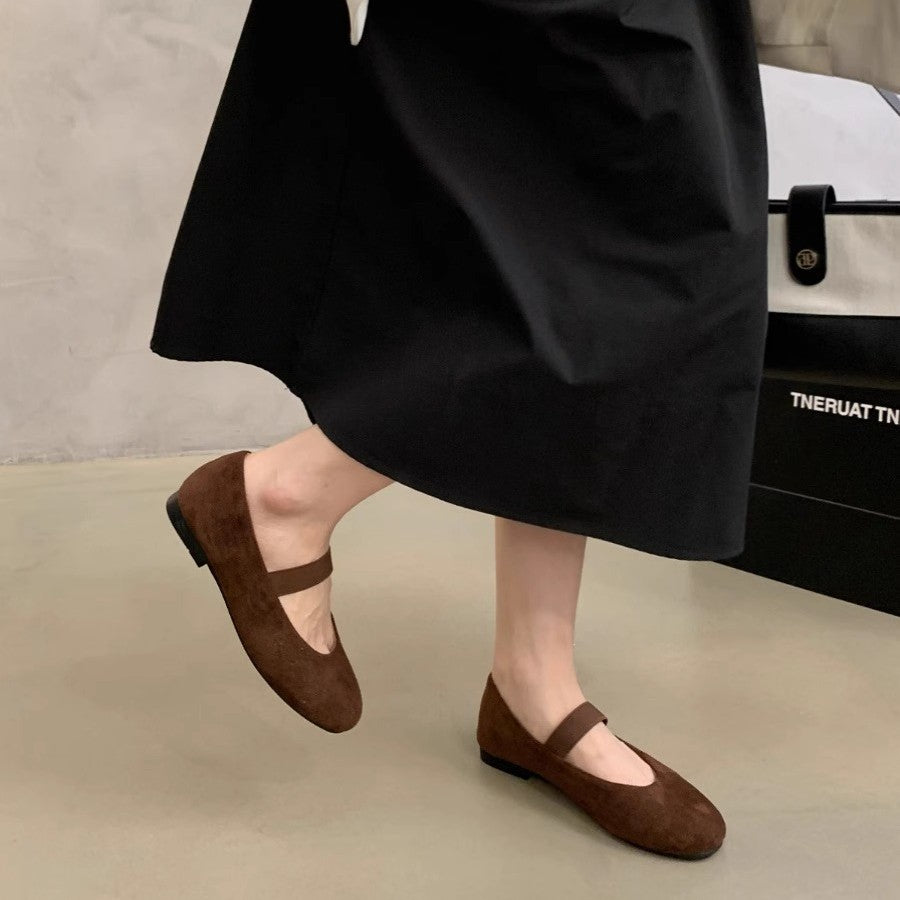 Damen elegante Ballerinas mit modischem Riemchen EB