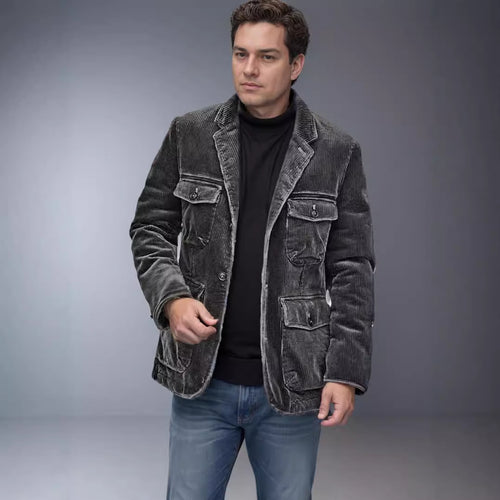 Herren leichte Cordjacke mit praktischen Taschen und modernem Design EB