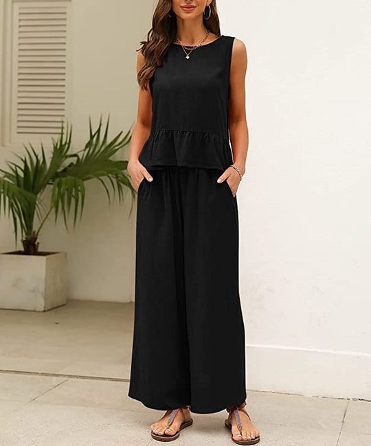 Damen luftiges Jumpsuit mit Rüschensaum EB