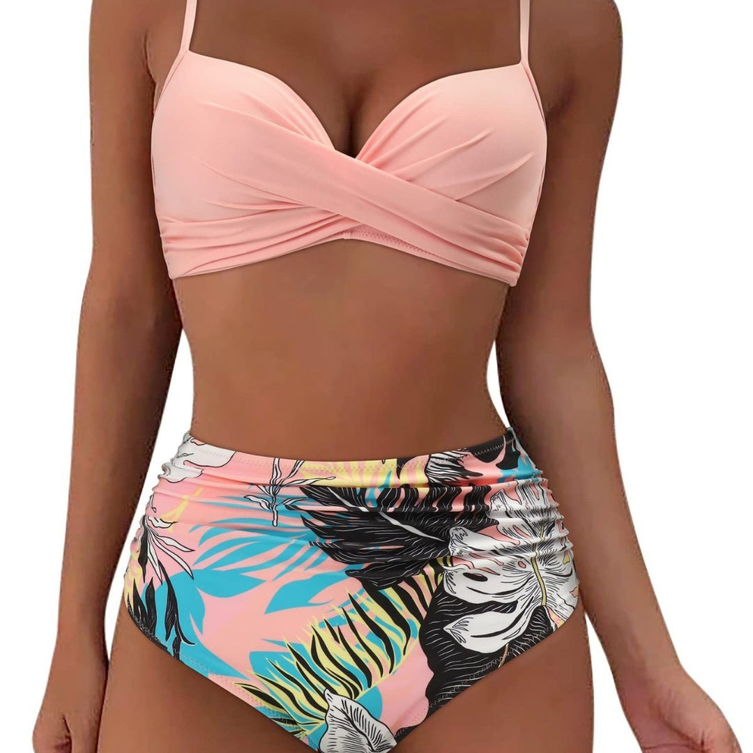 Damen Hochtailliertes Bikini-Set mit Wickel-Design EB