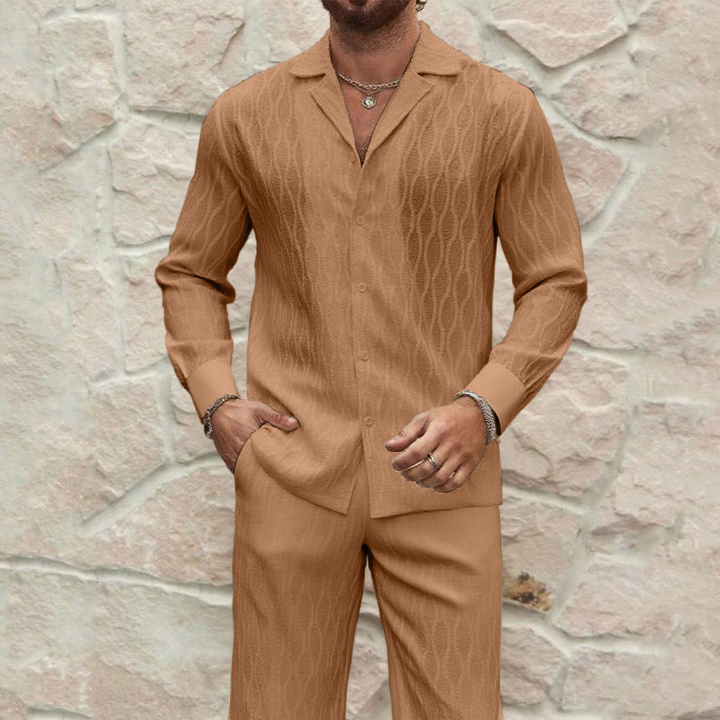 Herren eleganter Set mit feinem Strukturmuster und komfortablem Schnitt EB