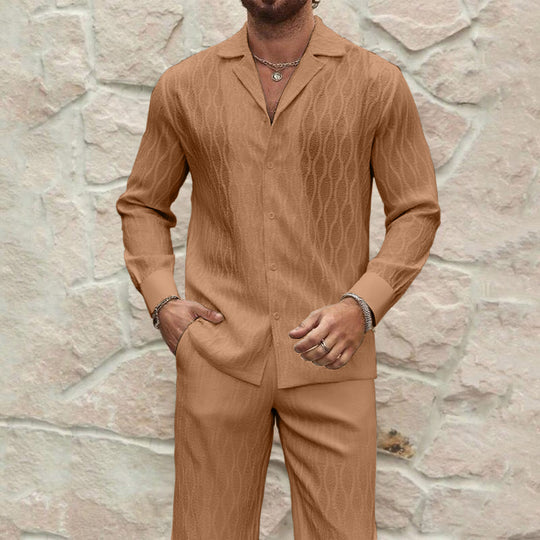 Herren eleganter Set mit feinem Strukturmuster und komfortablem Schnitt EB