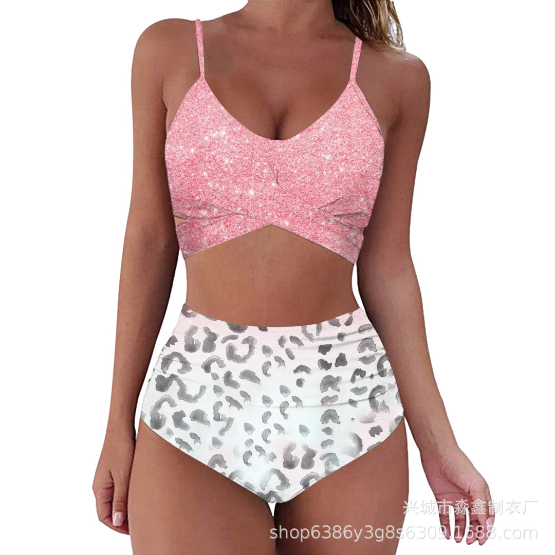 Damen Crop-Top Bikini-Set mit geflochtenem Design EB