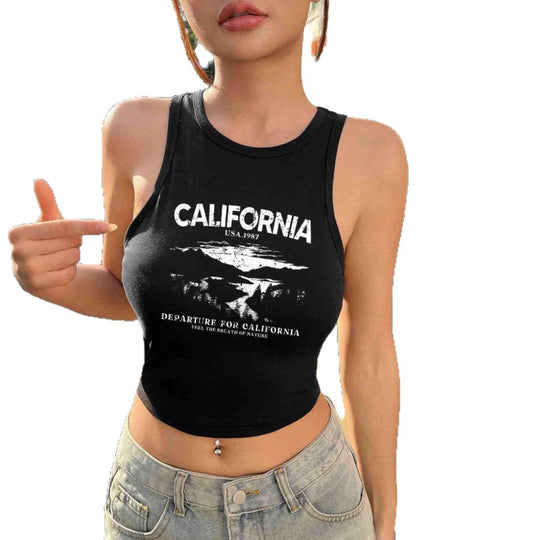 Damen Crop-Top mit kreativem California-Design EB