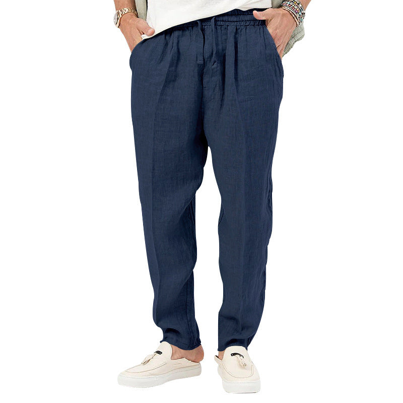 Herren Leichte Leinenhose mit elastischem Bund und praktischen Eingrifftaschen EB