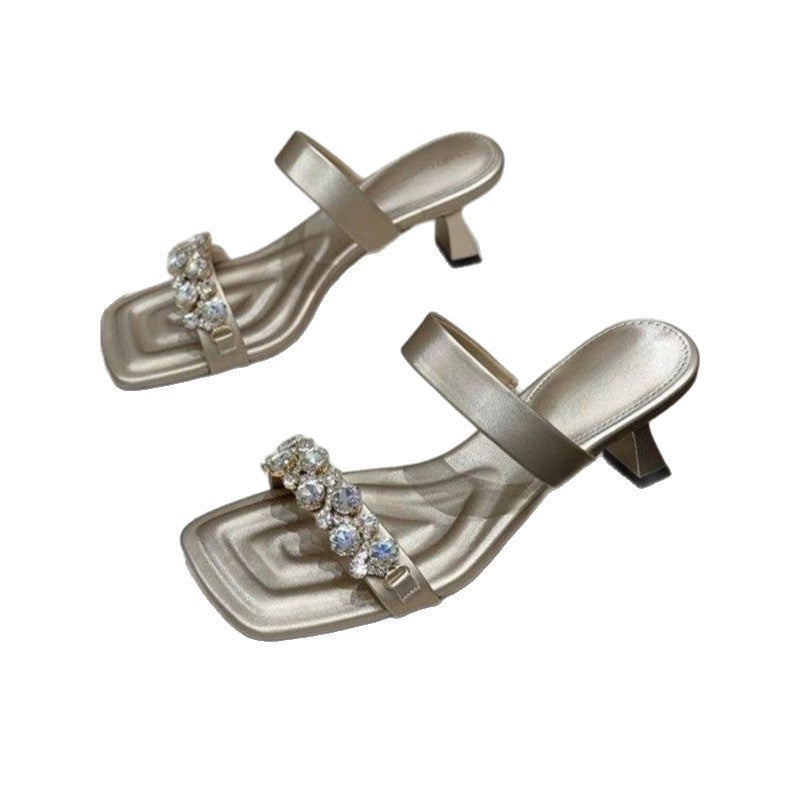Damen elegante Slipper mit funkelnden Strassverzierungen EB