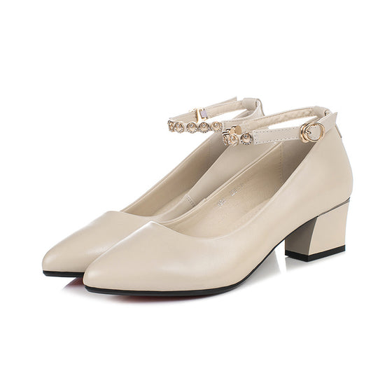 Damen Elegante Pumps mit verstellbarem Riemchen und luxuriösem Schmuckdetail EB