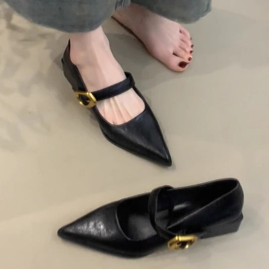 Damen elegante Mary Jane Ballerinas mit modischer Schnallenverzierung EB