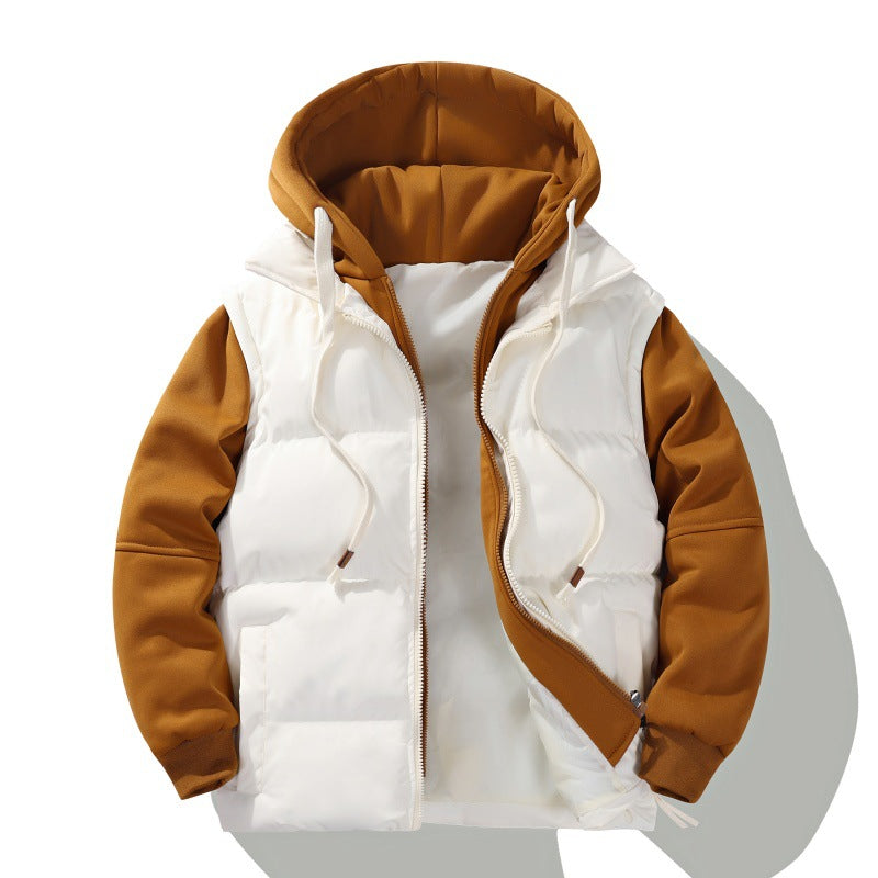 Herren zweilagige Kapuzen-Steppjacke mit abnehmbarer Wattierung und weichen Ärmelpanelen EB
