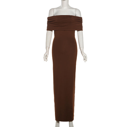 Damen Off-Shoulder Maxikleid EB