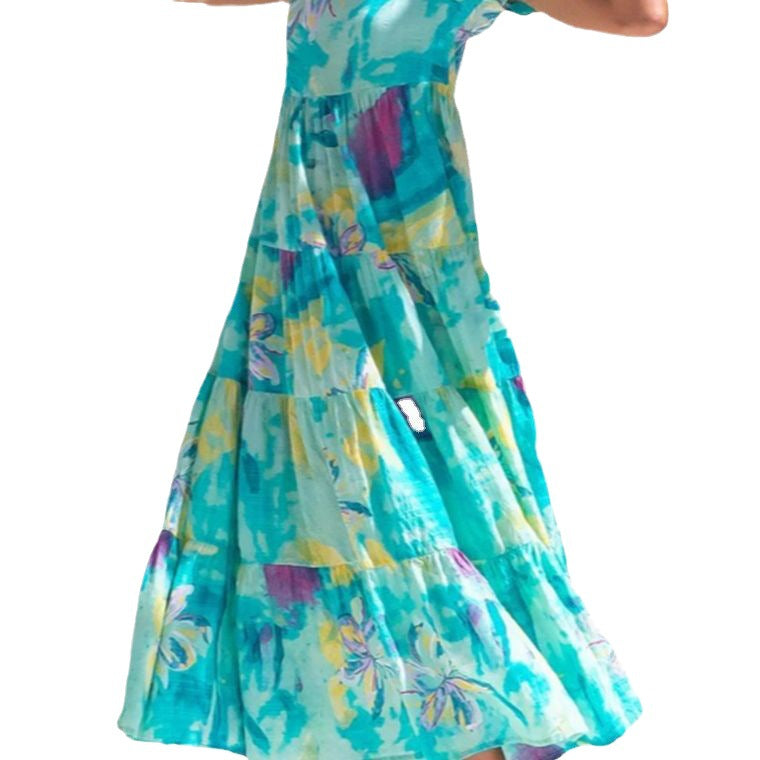Damen maxikleid mit traumhaften Blumendruck EB