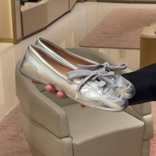 Damen Komfortable Ballerinas mit dekorativer Schleifenapplikation EB