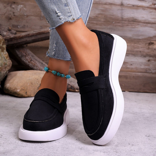 Damen Bequeme Slip-On Mokassins mit modischer Sohle EB