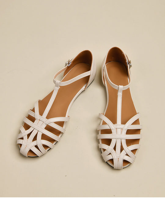Damen elegante Flachsandalen mit verstellbarem Riemen und modischem Schnitt EB