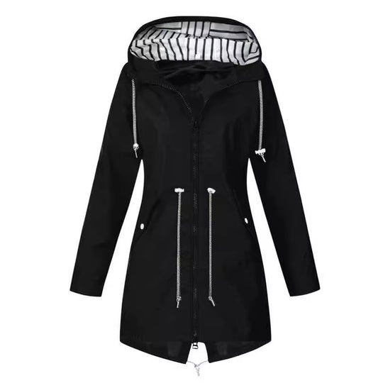 Damen nan taillierte Parka-Jacke mit Kapuze, Kordelzugbund und verdecktem Reißverschluss EB